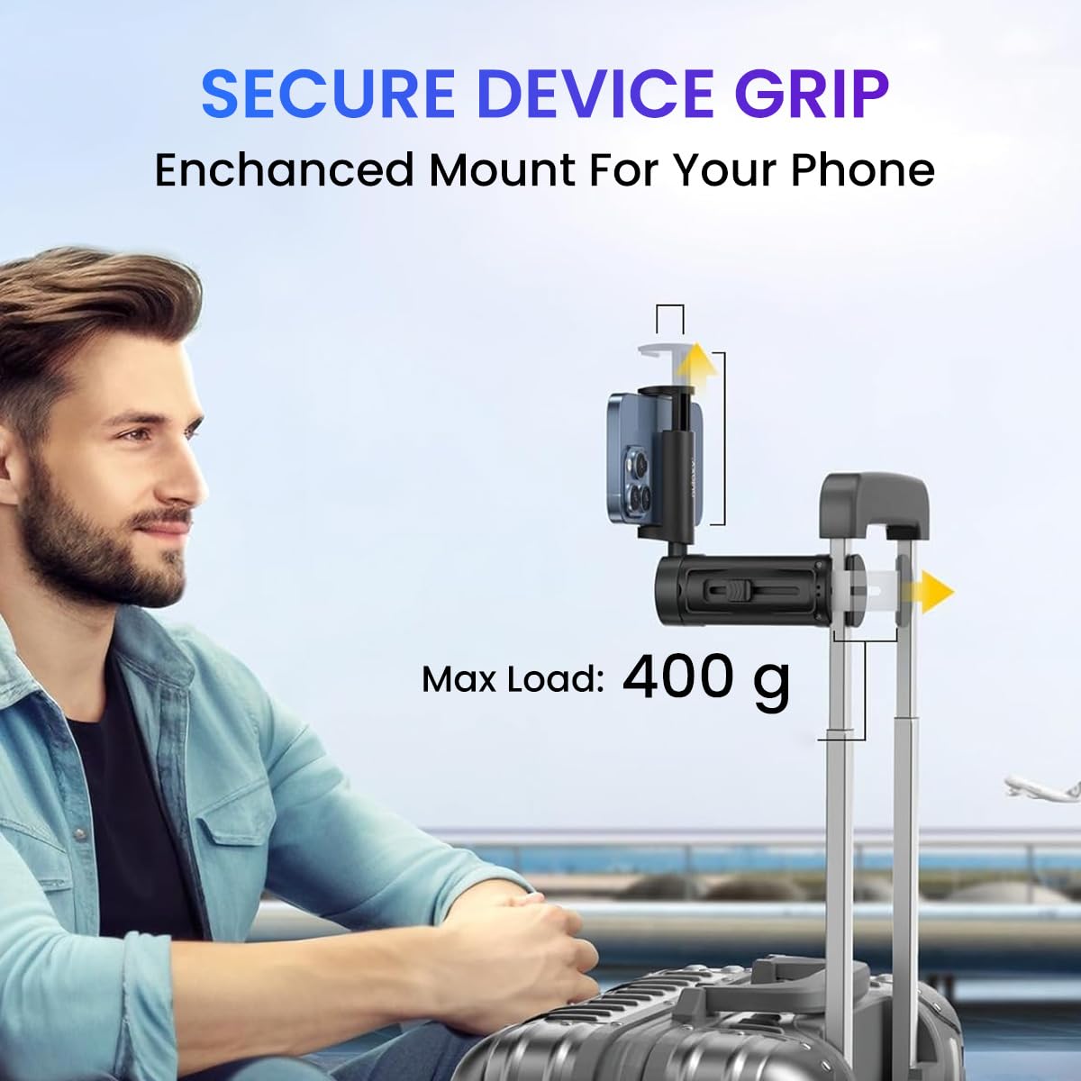 Portronics Mobot Clip Mobile Holder with 360° Adjustable Angles, Light Weight, Pocket Friendly, Mobile Stand for Table/Video Recording/Vlogging, Compatible with 4 to 6.4 inch Smartphones (Black)
