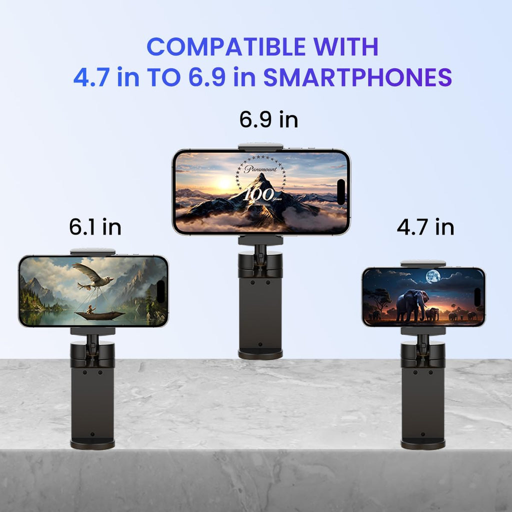 Portronics Mobot Clip Mobile Holder with 360° Adjustable Angles, Light Weight, Pocket Friendly, Mobile Stand for Table/Video Recording/Vlogging, Compatible with 4 to 6.4 inch Smartphones (Black)