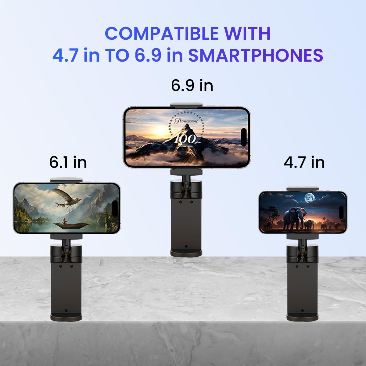 Portronics Mobot Clip Mobile Holder with 360° Adjustable Angles, Light Weight, Pocket Friendly, Mobile Stand for Table/Video Recording/Vlogging, Compatible with 4 to 6.4 inch Smartphones (Black)