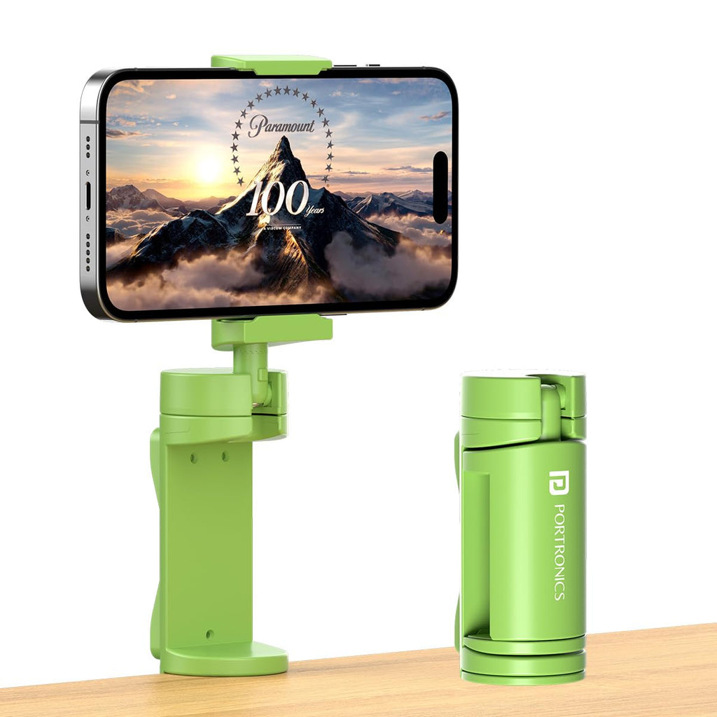 Portronics Mobot Clip Mobile Holder with 360° Adjustable Angles, Light Weight, Pocket Friendly, Mobile Stand for Table/Video Recording/Vlogging, Compatible with 4 to 6.4 inch Smartphones (Black)