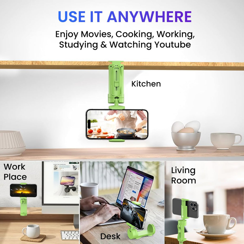Portronics Mobot Clip Mobile Holder with 360° Adjustable Angles, Light Weight, Pocket Friendly, Mobile Stand for Table/Video Recording/Vlogging, Compatible with 4 to 6.4 inch Smartphones (Black)