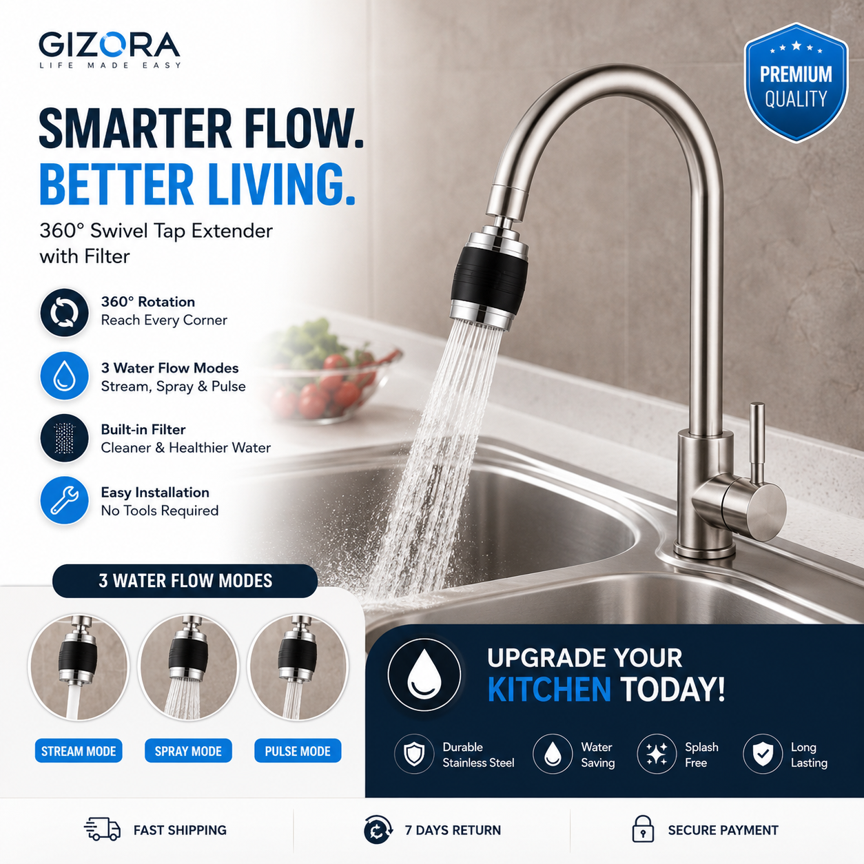 360° Swivel Tap Sink Faucet Extender With Filter