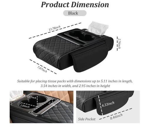 Car Armrest Cushion with Storage Box - Comfort Elbow Rest & Organizer