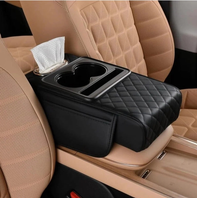 Car Armrest Cushion with Storage Box - Comfort Elbow Rest & Organizer